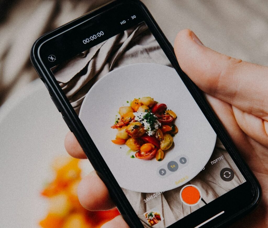 Checking a glucose tracking app on a smartphone
