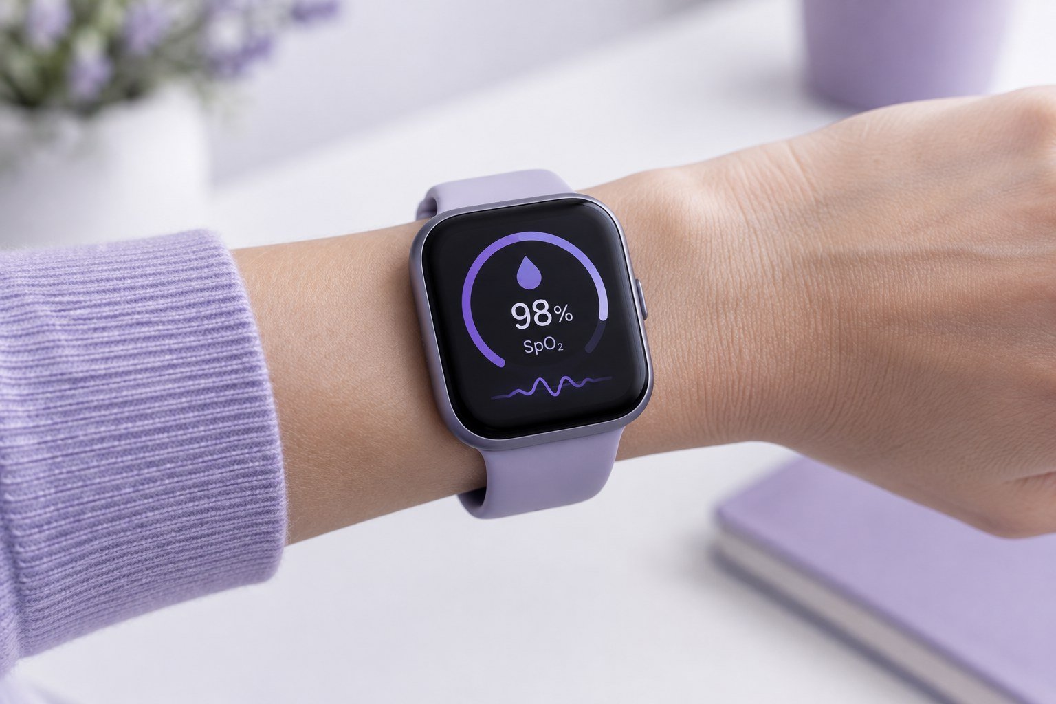Person checking blood oxygen level on a smartwatch