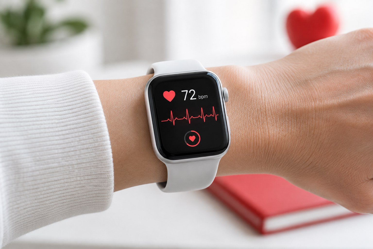 Person viewing heart health data on a smartwatch