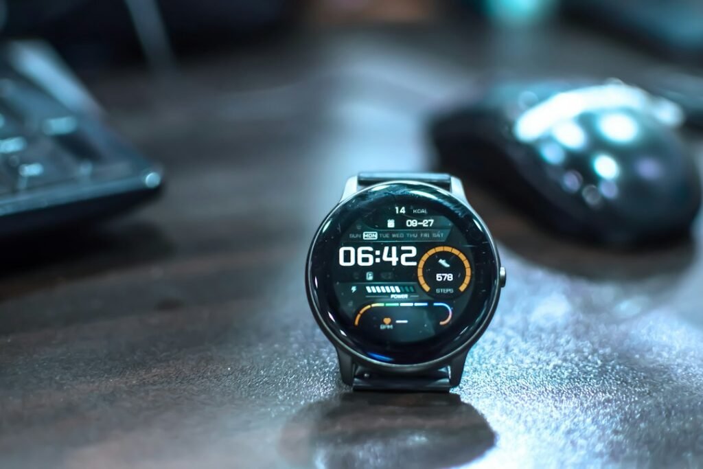 Round Android smartwatch on wrist